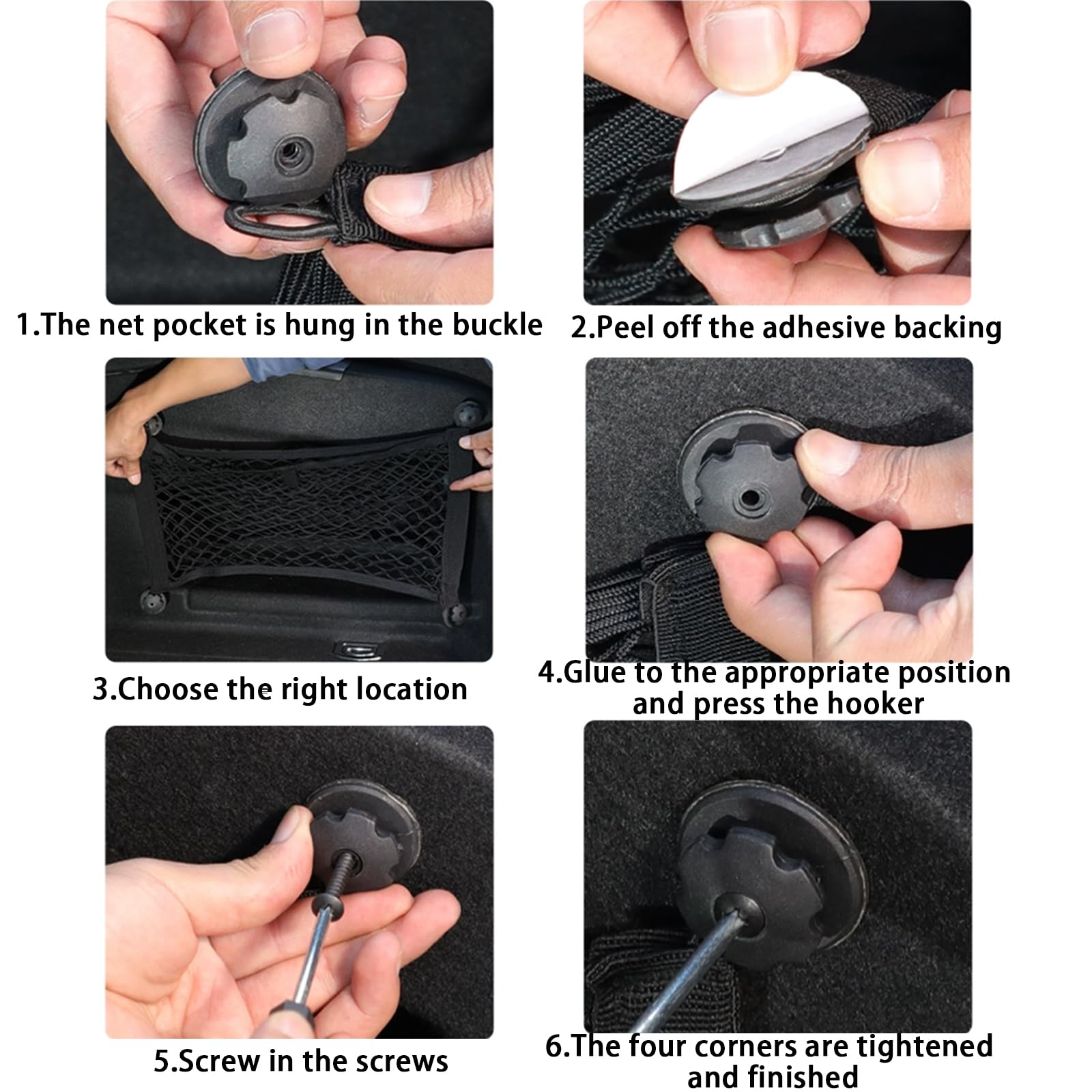 4PCS Filet Rangement Voiture 35X25CM, Organisateur De Coffre