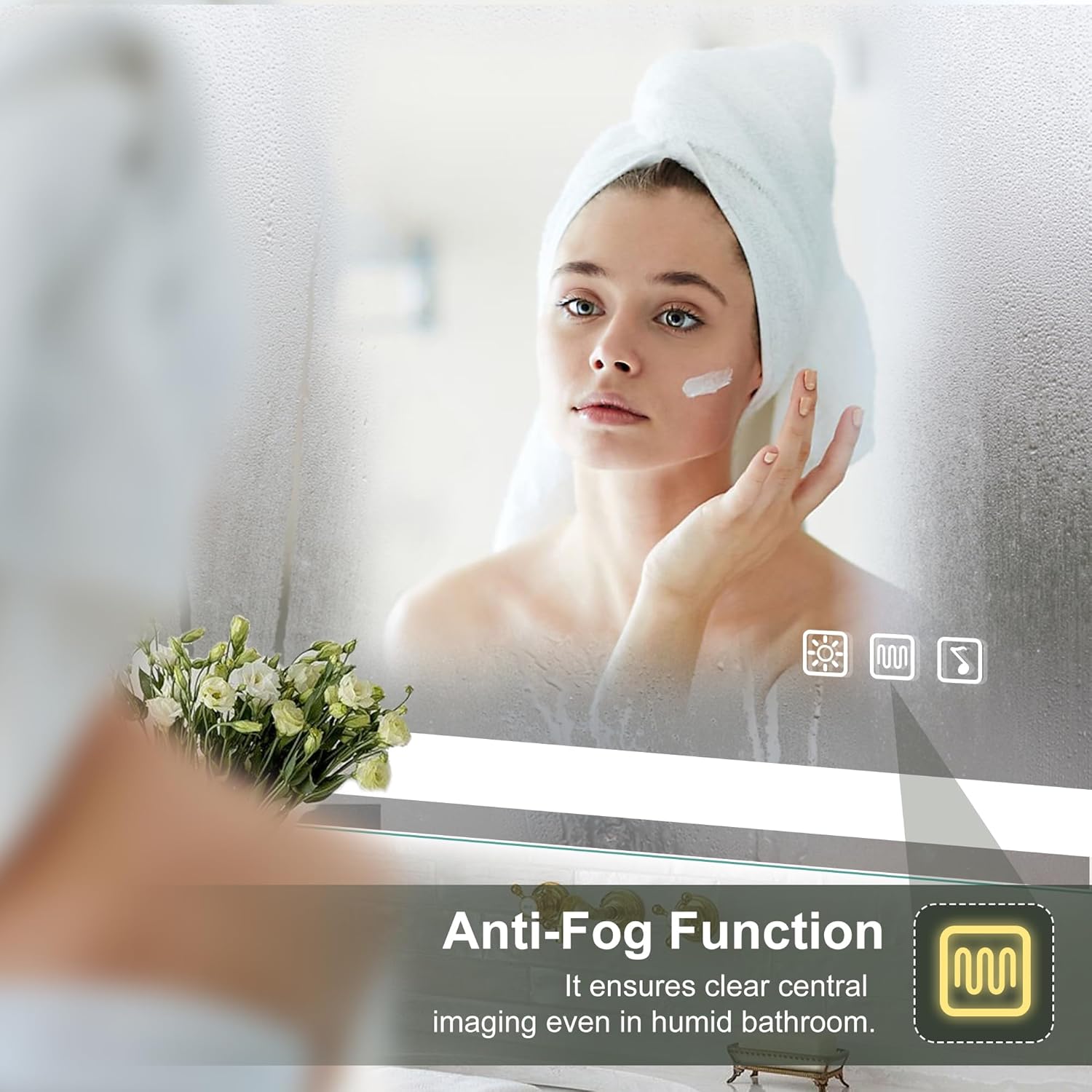 SBAGNO 36x60 LED-Bathroom-Mirror-with-Bluetooth, Dimmable-Lighted-Bathroom-Vanity-Mirror-with-3-Colors，Backlit + Front Lit, Memory Function, Anti-Fog, Tempered Glass, Horizontal/Vertical