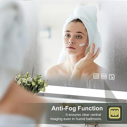 Miniatura 6 de Sbagno Espejo de baño iluminado LED retroiluminado de 40 x 28 pulgadas y características adicionales altavoz Bluetooth almohadilla de calor desistro