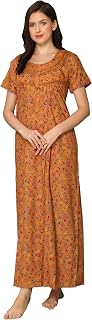 GLAMORAS Bizzy Lizzy Cotton Nighty Gown with Side Pocket for Women | Regular, Printed & Full Length Maxi Night Gown | Nigh... Price In India
