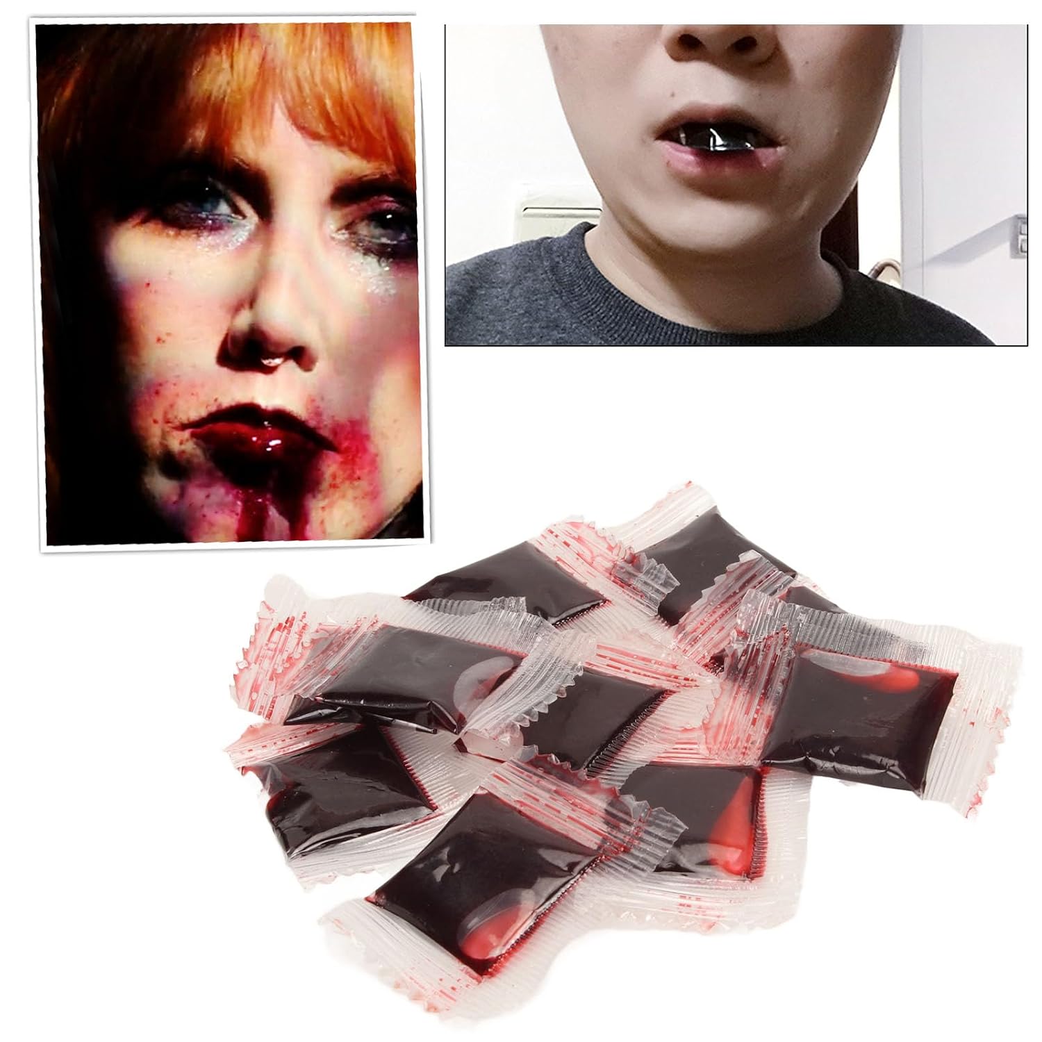 10 Bags 3ml Makeup Fake Blood for Halloween Stage Performance, Easy to Use Fake Blood for Lifelike Effect, Suitable Film and Television Series