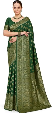 Women Banarasi Kanjivaram Silk Saree Set with Unstitched Blouse Piece