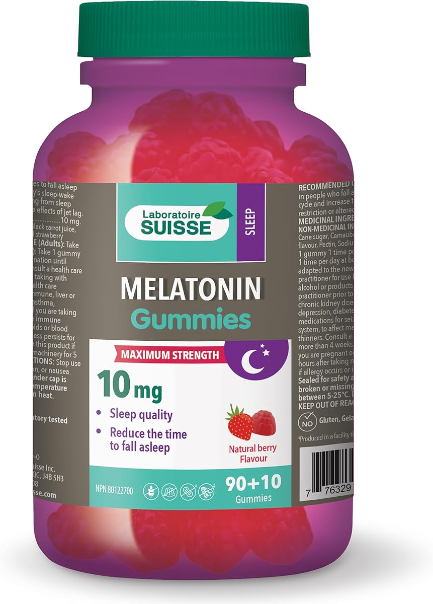 Laboratoire Suisse Melatonin 10 mg Gummies – Maximum Strength – Value size 100 gummies – Helps improve sleep quality