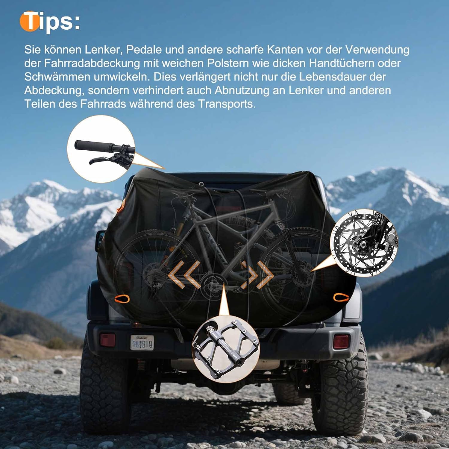 toptrek Защитный чехол для велосипеда, устойчивый к разрыву, для буксировочного крюка, на 2 велосипеда, с предохранительным тросом длиной 6 м, ткань PU Oxford 600D, гараж для велосипеда, велосипедный багажник