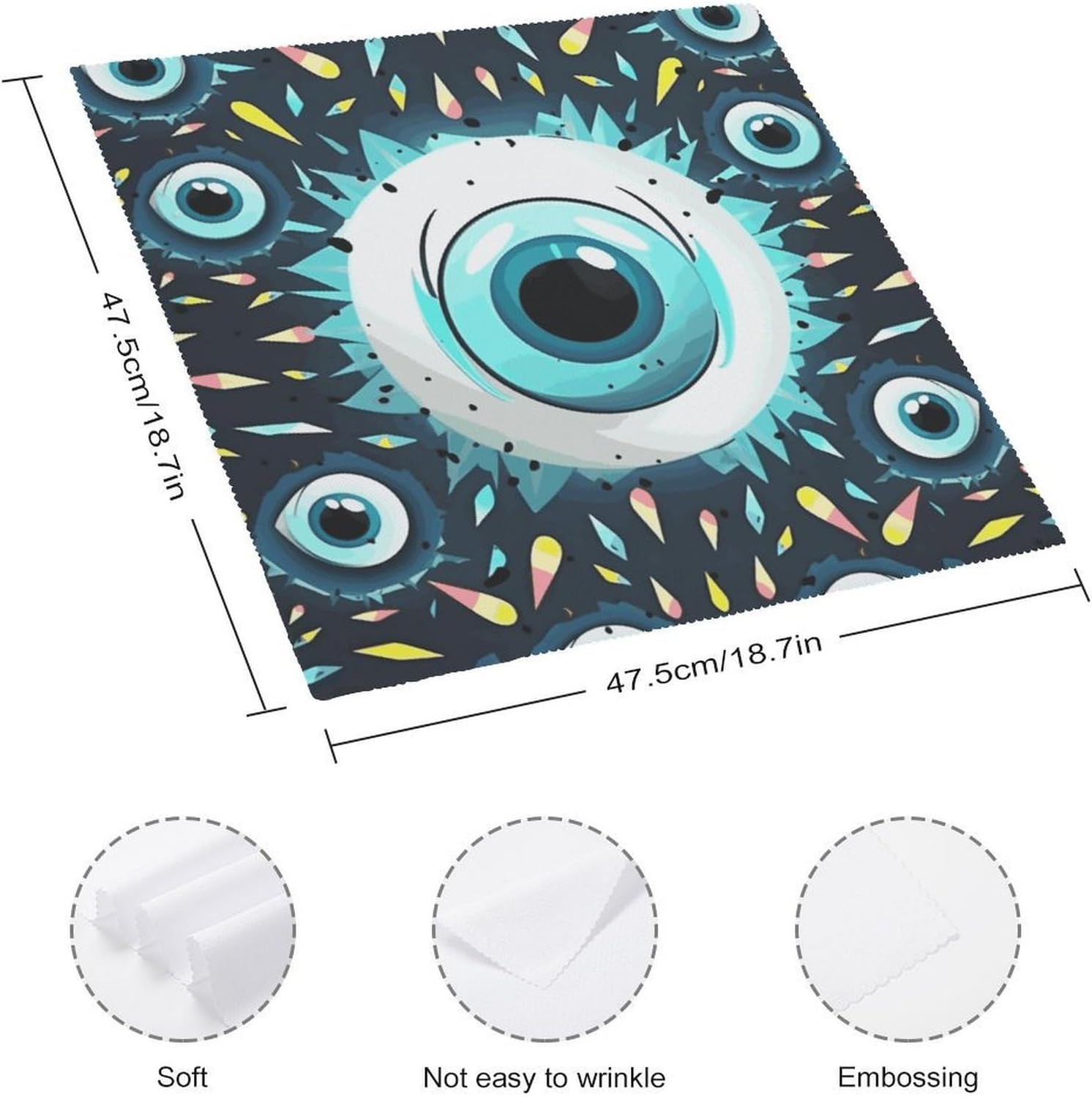 Evil Eyes Cloth Napkins for Christmas Dining - 2 PCS Reusable Satin 18.7x18.7 Inch Washable Soft Table Napkins for Wedding, Holiday Decor & Eco-Friendly Kitchen Gifts image 2