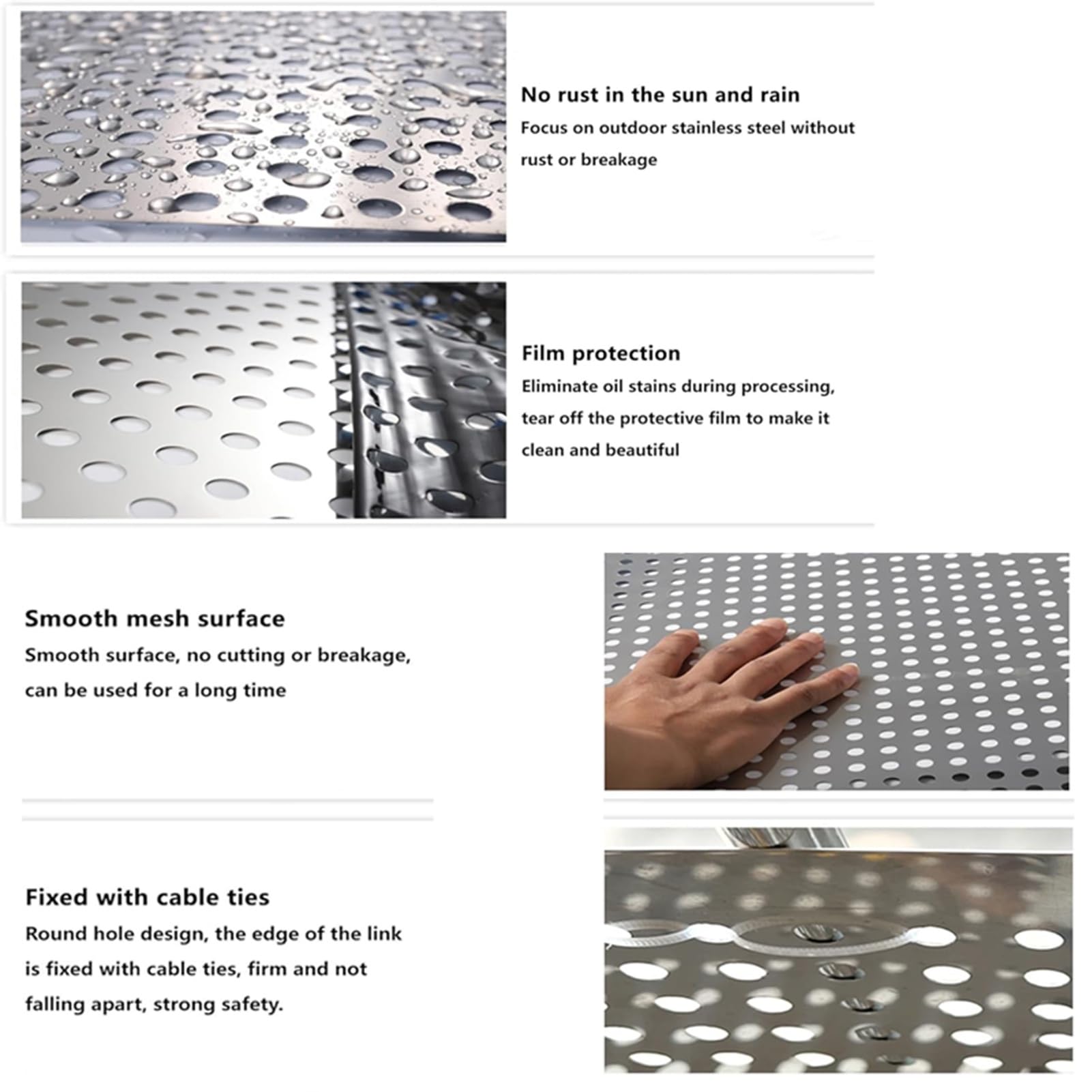 Chapas metálicas perforadas Hoja Perforada de Acero Inoxidable 304 Plata 10-40cm x 100-300cm(40cmx180cm)