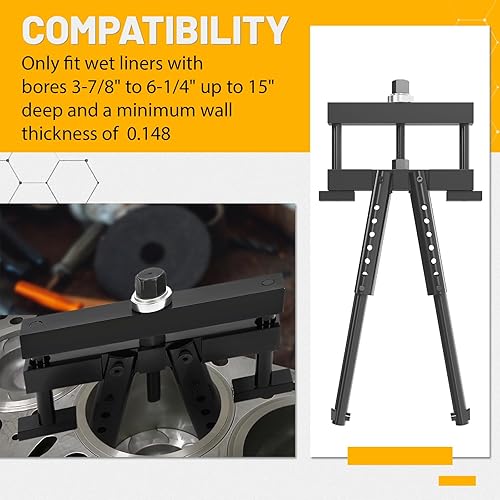 Miniatura 3 de KUAFU Extractor de forro universal compatible con Cummins Caterpillar Volvo Mack, etc. en revestimiento húmedo de 3-78 pulgadas a 6-14 pulgadas,