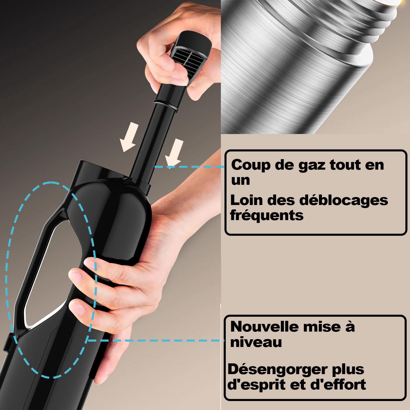 Déboucheur WC à Air Comprimé avec 4 Différentes Ventouses et Baromètre, Deboucheur canalisation Pompe, Déboucheur de Toilette pour Toilette Lavabo Évier Baignoire, 2026 Mise à niveau (Noir)