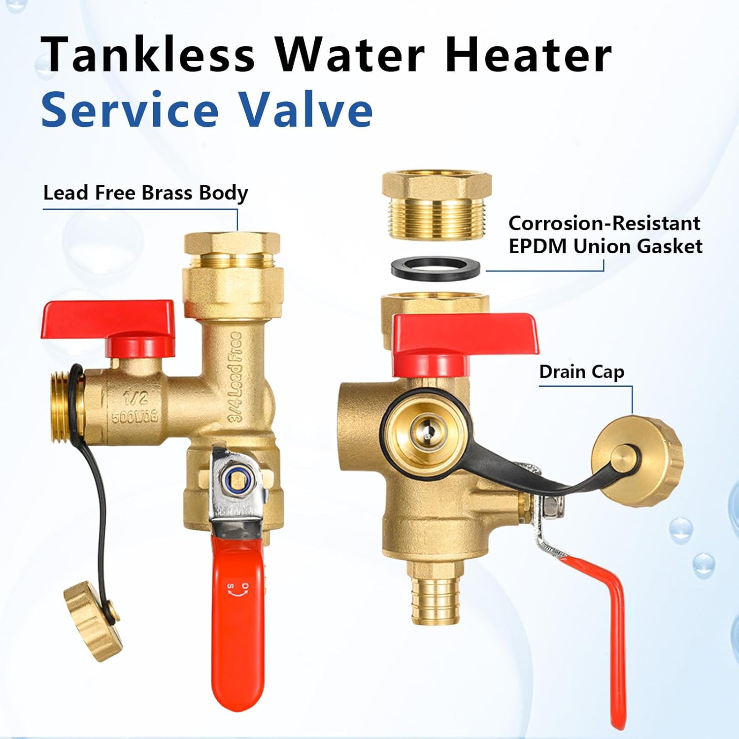 3/4 Inch GUOFIS IPS Tankless Water Heater Valve Kit with Pressure Relief Valve(3/4"FIPx 3/4" PEX Crimp F1807),1 Set Water Heater ValveKit