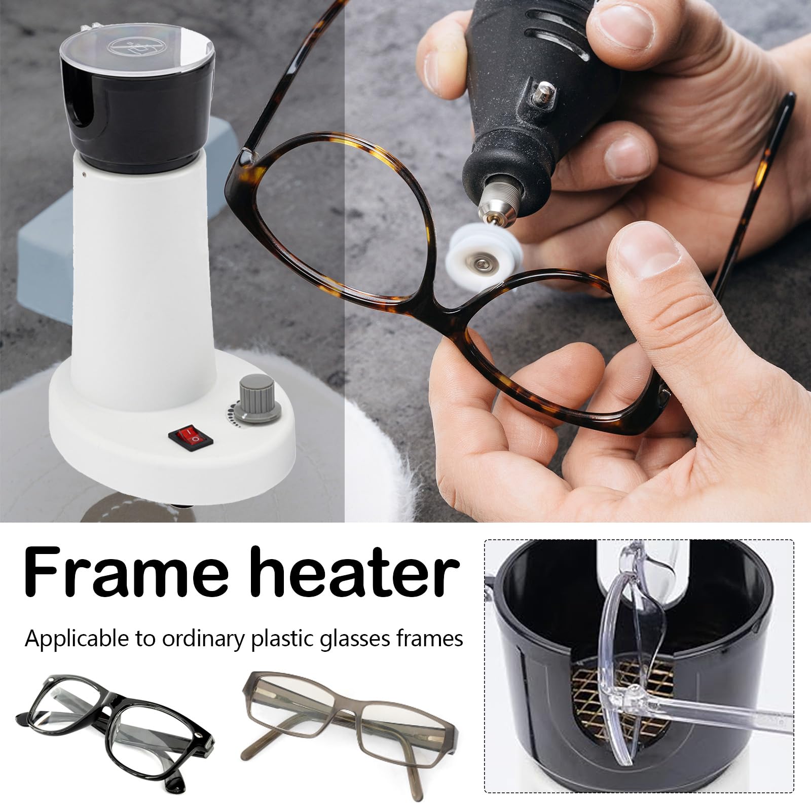 Calentador de Montura, Calentador de Montura de Gafas con Temperatura Ajustable, 60 ℃-130 ℃ Calentador de Montura Ajustable de Temperatura Calentador de Gafas Equipo de Calefacción