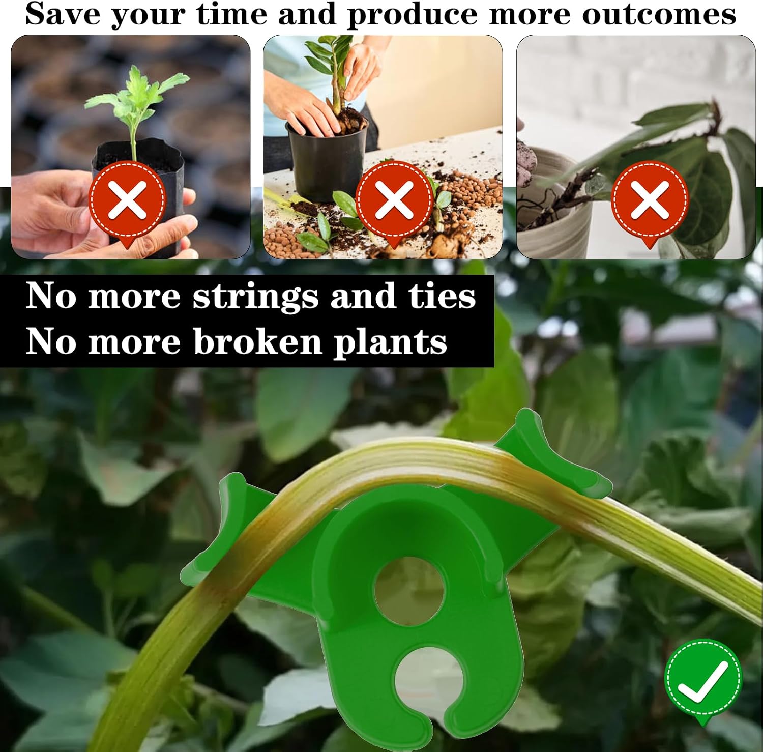 50 Pcs Plant Training Clips, Plant Clips for Climbing Plants Plants Stem Trainer Adjustable Clip for Gardening Low Stress Branch Trainer Clip Bud Bender for Flowers Vegetables(Green) image 2