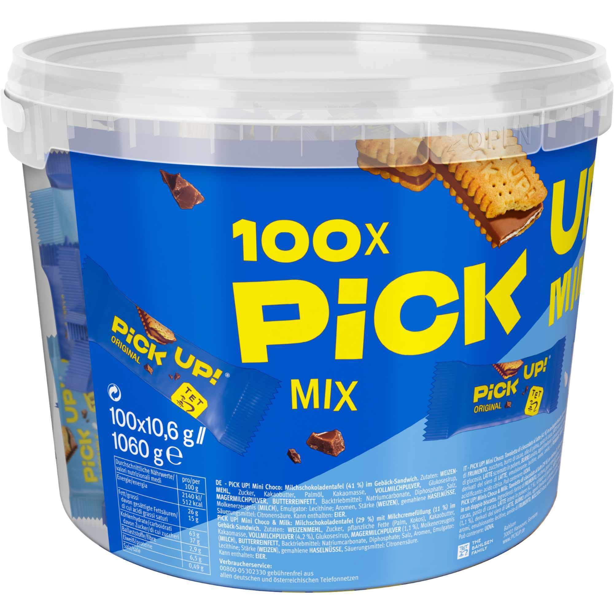 usy Bundle für Pick Up! Mix mit Mini Riegeln 3er Pack (300Stk 3x1,06kg Runddose) + usy Block