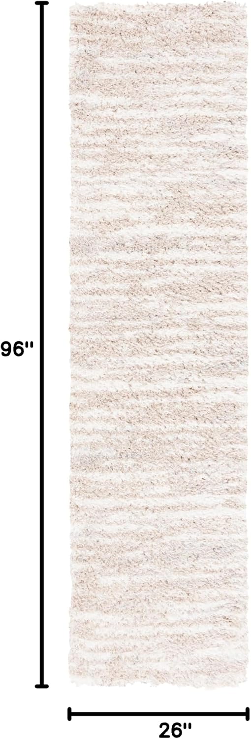 SAFAVIEH Lindsay Shag Collection Runner Rug - 2'2" x 8', Beige & Ivory, Modern Design, Plush 1.8-inch Thick, Ideal for High Traffic Areas in Living Room, Bedroom, Dining Room (LNS554B-28)