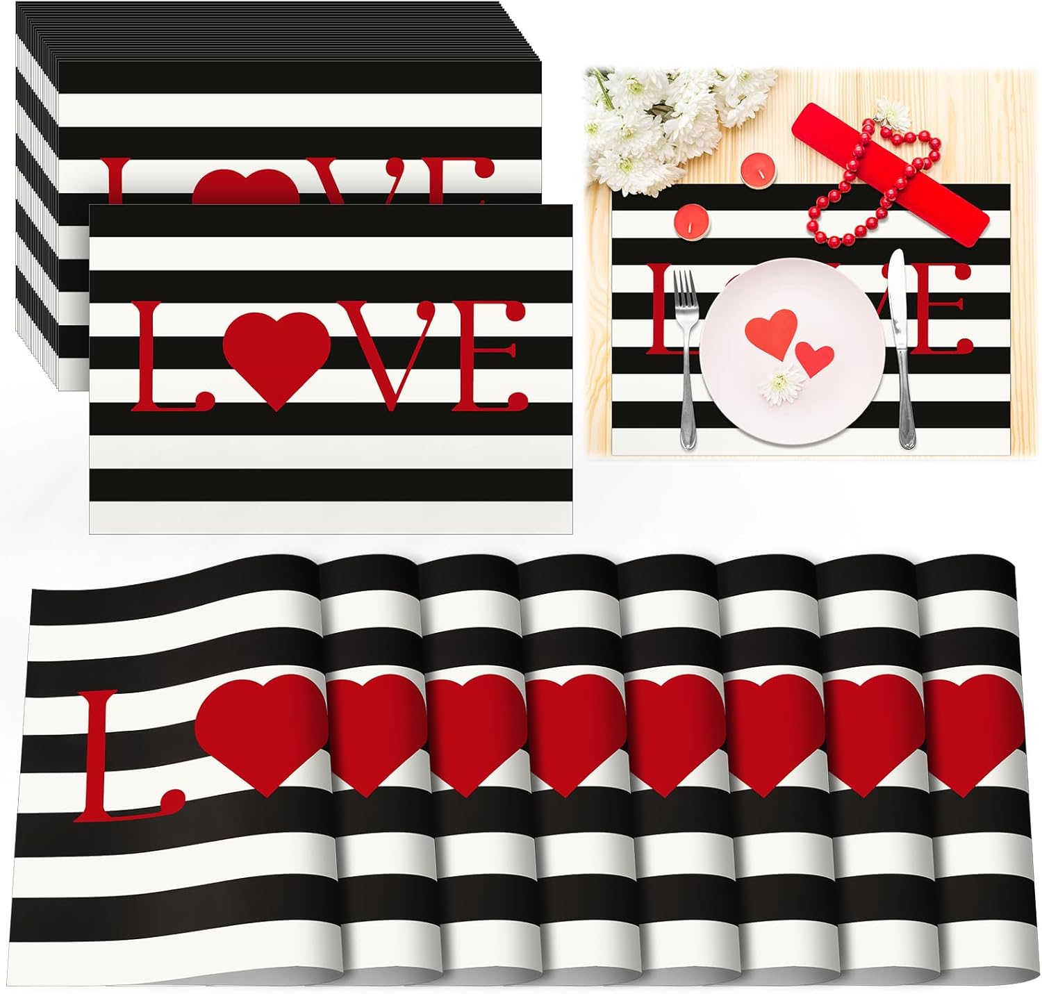 Zonon 36 Pcs Valentines Day Paper Placemats Bulk 12”x 17