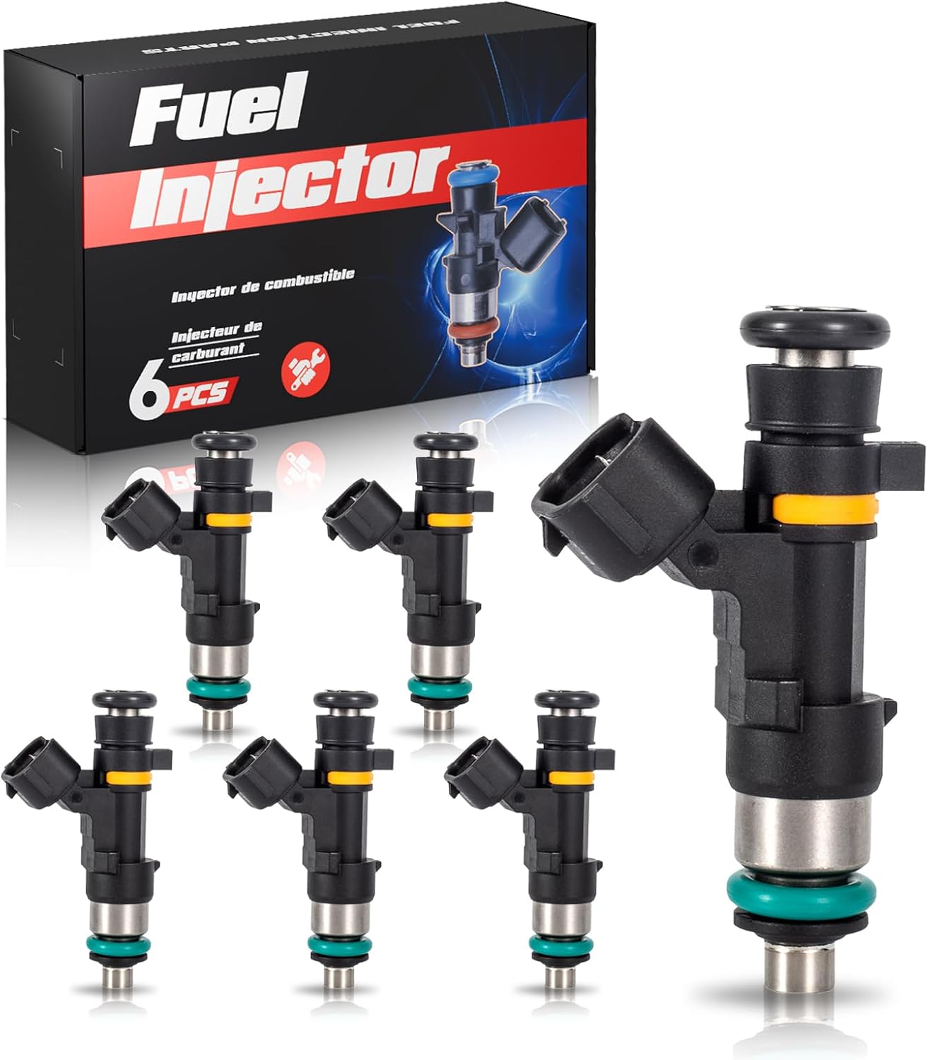 ENA 4 Holes Fuel Injectors Set of 6 Compatible with Nissan Infiniti Murano G35 350Z M35 FX35 V6 2004-2008 3.5L for FJ828 EV-14-ES 16600-CD700 16600-CD701 16600-CD70A 842-12327 0280158042