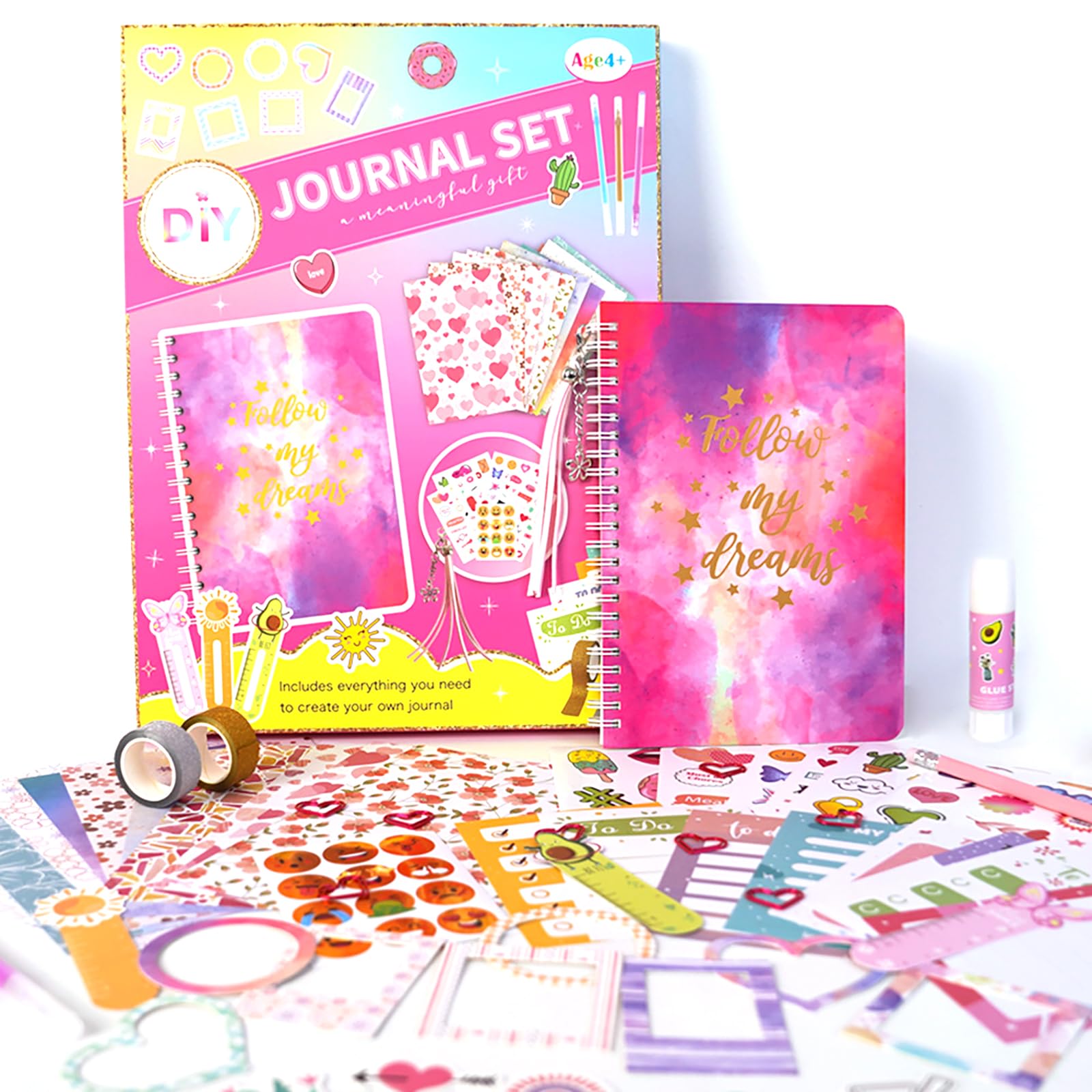 RoseFlower DIY Journal Kit for Teen Girls Xmas Birthday Diary Gifts for Girls Ages 8-14, Fun Cute Journaling Art Crafts Kit Creative Scrapbook Notebooks Stationery Diary Supplies Set for Tweens Kids
