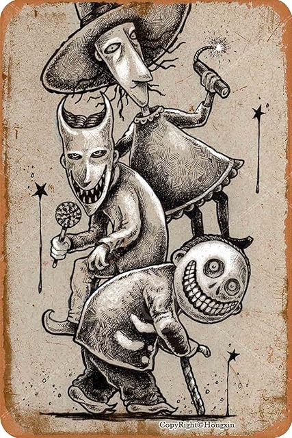 HONGXIN Lock Shock and Barrel Nightmare Before Christmas Vintage Metal Sign Tin Sign Retro Metal Plaque Poster Wall Art Decor for Home Kitchen Garage Bar Pub Gift 12 X 8 Inches