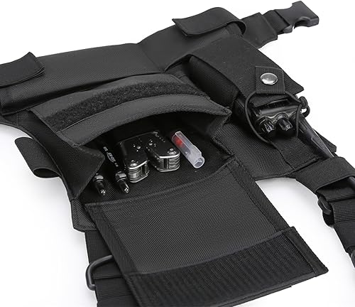 Miniatura 4 de Funda de hombro de radio con arnés de pecho para radio bidireccional, Negro -