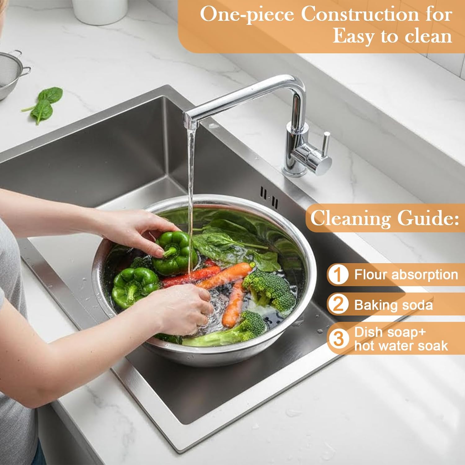 6 Pcs Large Mixing Bowl,Large Stainless Steel Mixing Bowls for Baking,Salad,Dough,Meal Prep,Dishwasher Safe,Metal Mixing Bowl with Non-slip Mat,13 inch 8QT