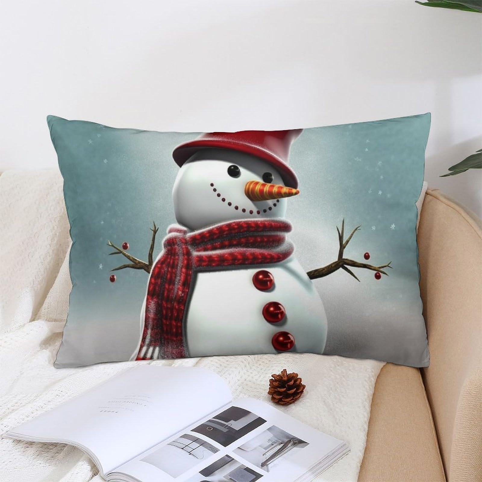 NTVOWPZO Decoration Throw Pillow Covers 12 "x20 Pillowcases Covers Christmas Snowman Soft Pillowcases Modern Farmhouse Home Decor Sofa Cushions Covers for Couch Bed Living Room