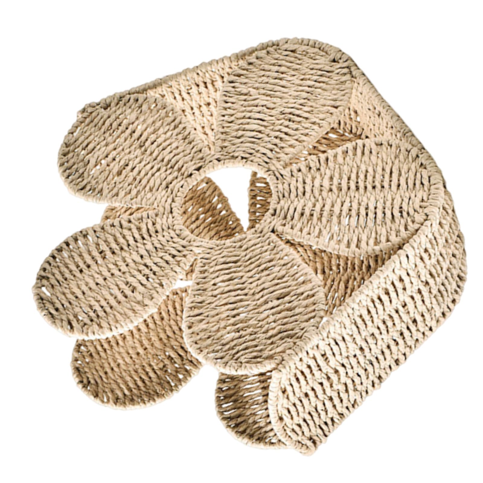 Garneck Cesta de Cuerda para Escritorio Diseño Floral, Organizador de Revistas Beige Superficie Fácil de Limpiar y Gran Capacidad de Almacenamiento para Dormitorio o Baño