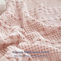 Vista 334 de PHF Fundas de almohada 100% algodón con tejido de gofre de 24 x 24 pulgadas, paquete de 2 fundas cuadradas para decoración elegante del hogar, sin