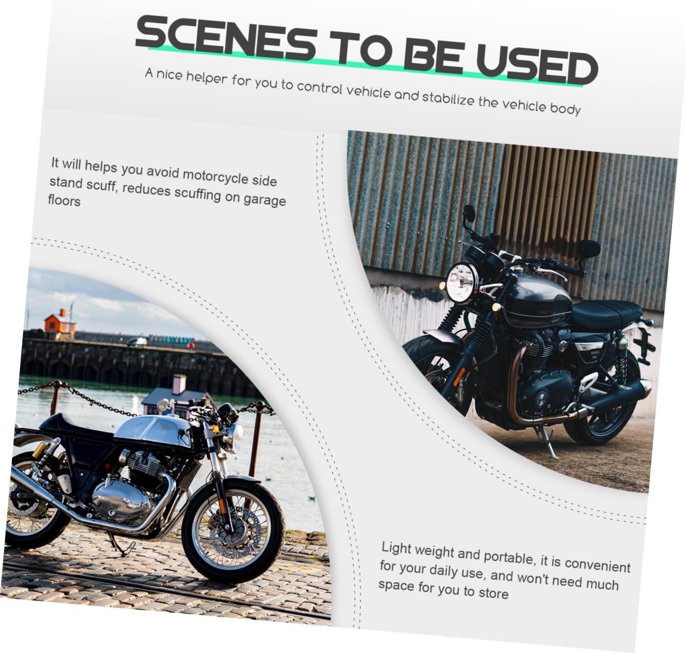 8pcs Motorcycle Side Stand Pads Lightweight Kickstand Cushion for Stabilizing Motorbikes Portable and Easy to Use Black