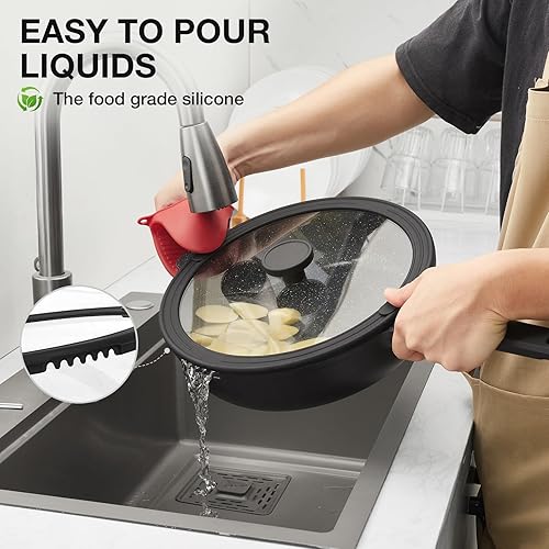 Miniatura 3 de PekGema Sartén antiadherente profunda, sartén de cerámica de 12 pulgadas4.5 cuartos de galón con tapa, sartén de inducción, sartén de cocción