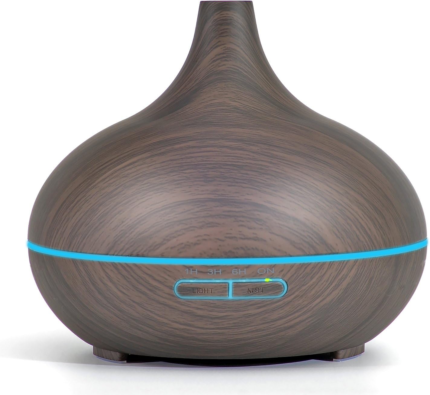 300ml Aroma Essential Oil Diffuser, Ultrasonic Cool Mist Humidifier with Color Changing LED Lights, BPA FREE, for Home, Office, Bedroom, Living Room, Yoga, Spa, Baby Room - Wood Grain