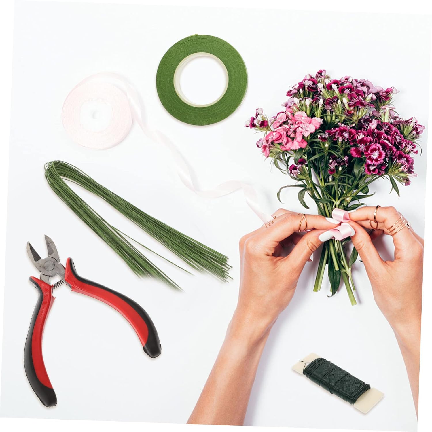 STOBOK 1set Arrangement Decoration Fixing Tool Kit Floral Tape and Stem Wire for Bouquet Crafting Versatile Holder Tools for Weddings and Home Decor Style