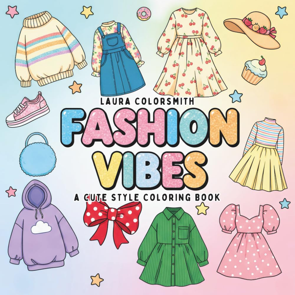 Fashion Vibes - A Cute Style Coloring Book: A Cute Fashion Coloring Book for Adults and Teens Featuring Bold Lines and Easy-to-Color Designs (Girl Therapy Coloring Book)