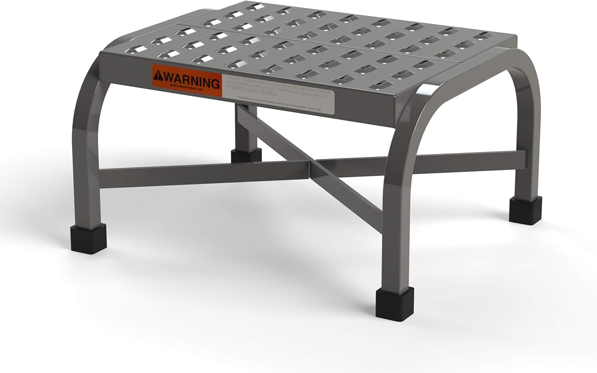 Heavy Duty Step Stool 350 lbs. Capacity Perforated Tread [Made in USA], Welded, OSHA Compliant, 16"x14" Platform, 10.5" Tall, by EGA Products (PSS)