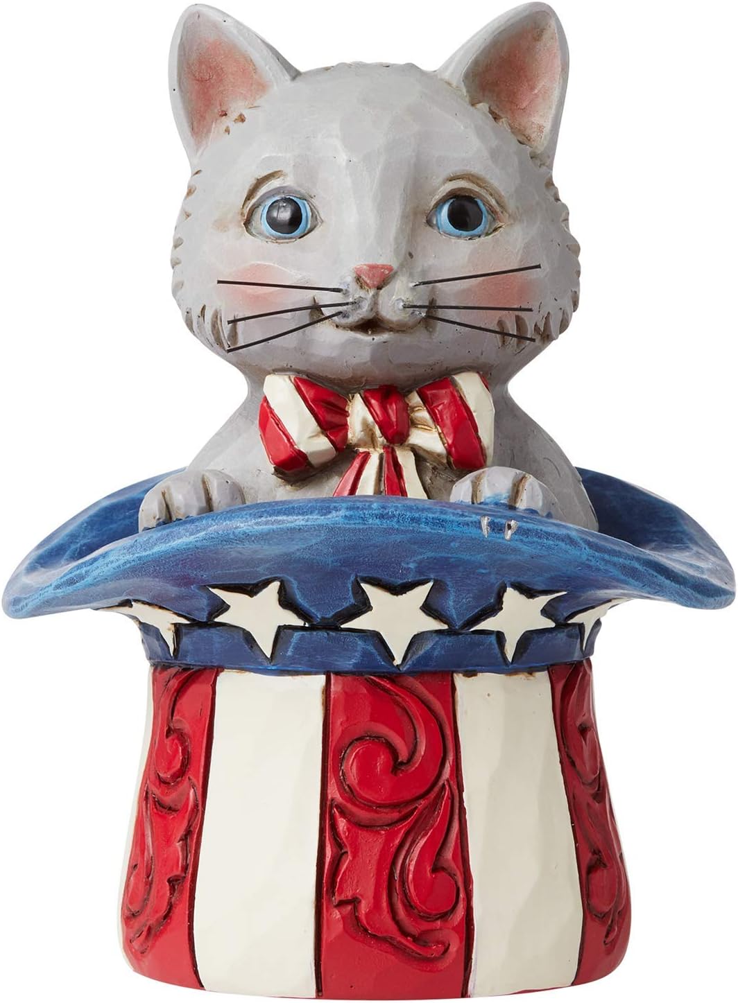 EnescoJim Shore Heartwood Creek Patriotic Kitten in Top Hat Miniature Figurine, 3.5 Inch, Multicolor