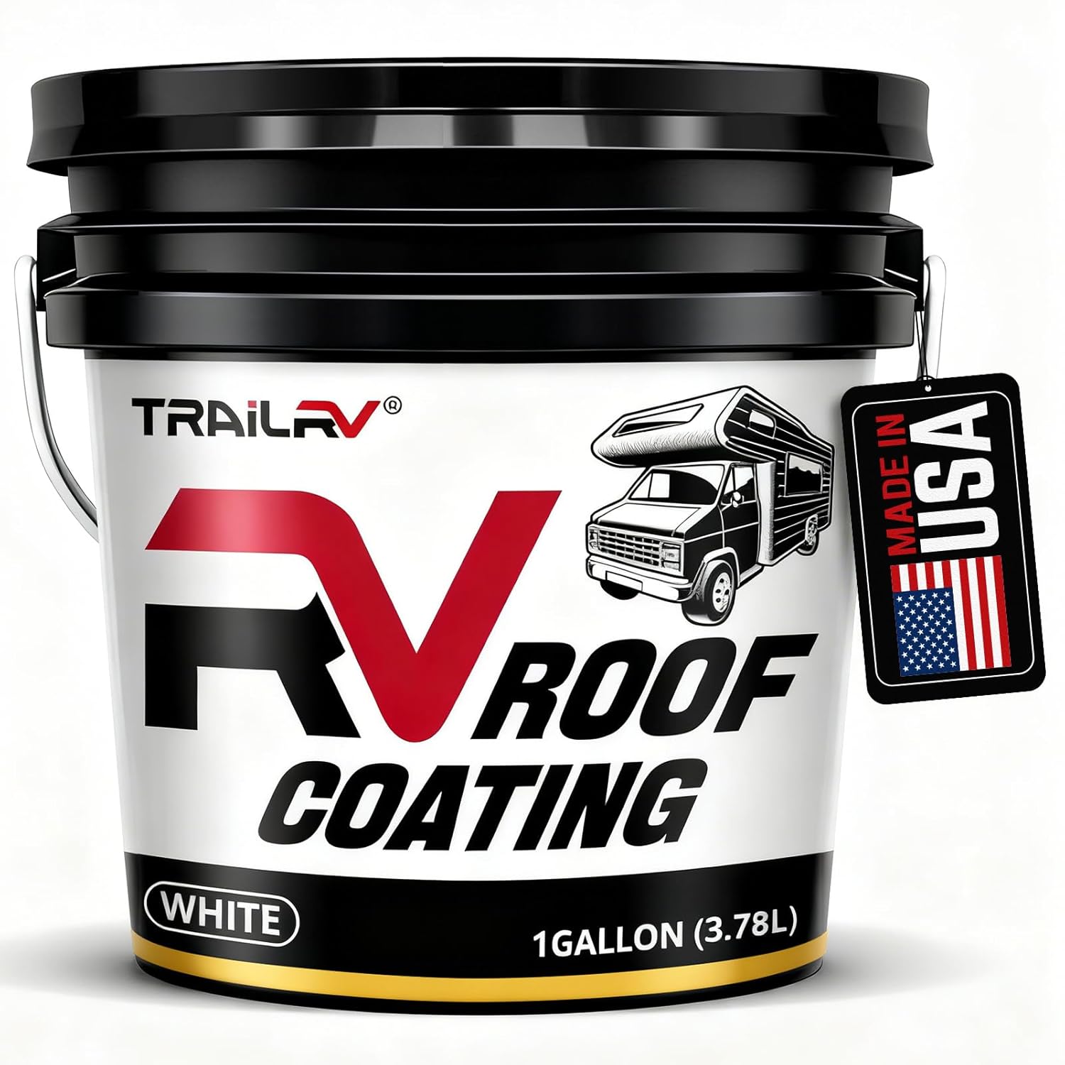 RV Roof Sealant, Liquid Rubber Waterproof Coating - Solar Reflective, Flexible, Repair Paint for EPDM, TPO, Fiberglass, Aluminum Roof - White, 1 Gallon