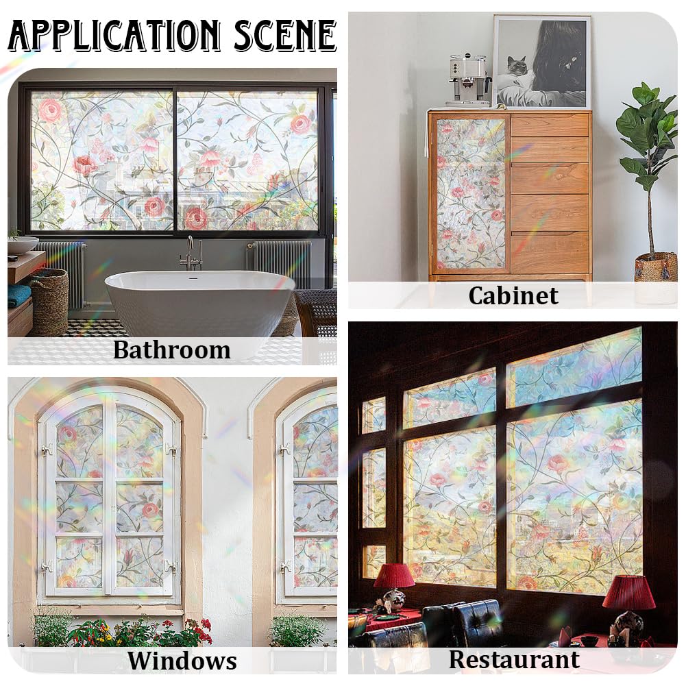 Runtoo Film D'intimité Pour Fenêtre - Motif Fleurs Sauvages