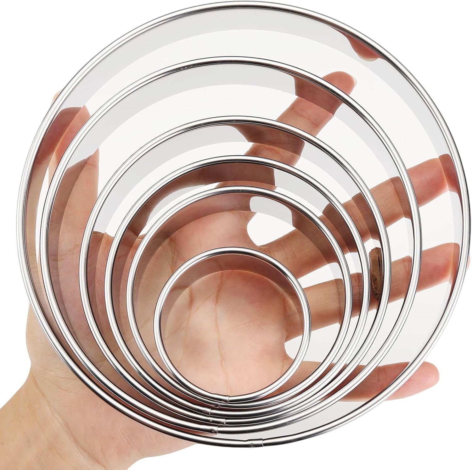6-Piece Round Cookie Cutters (2, 3, 3.5, 4, 5, 6 Inch) Biscuit Cutter Set