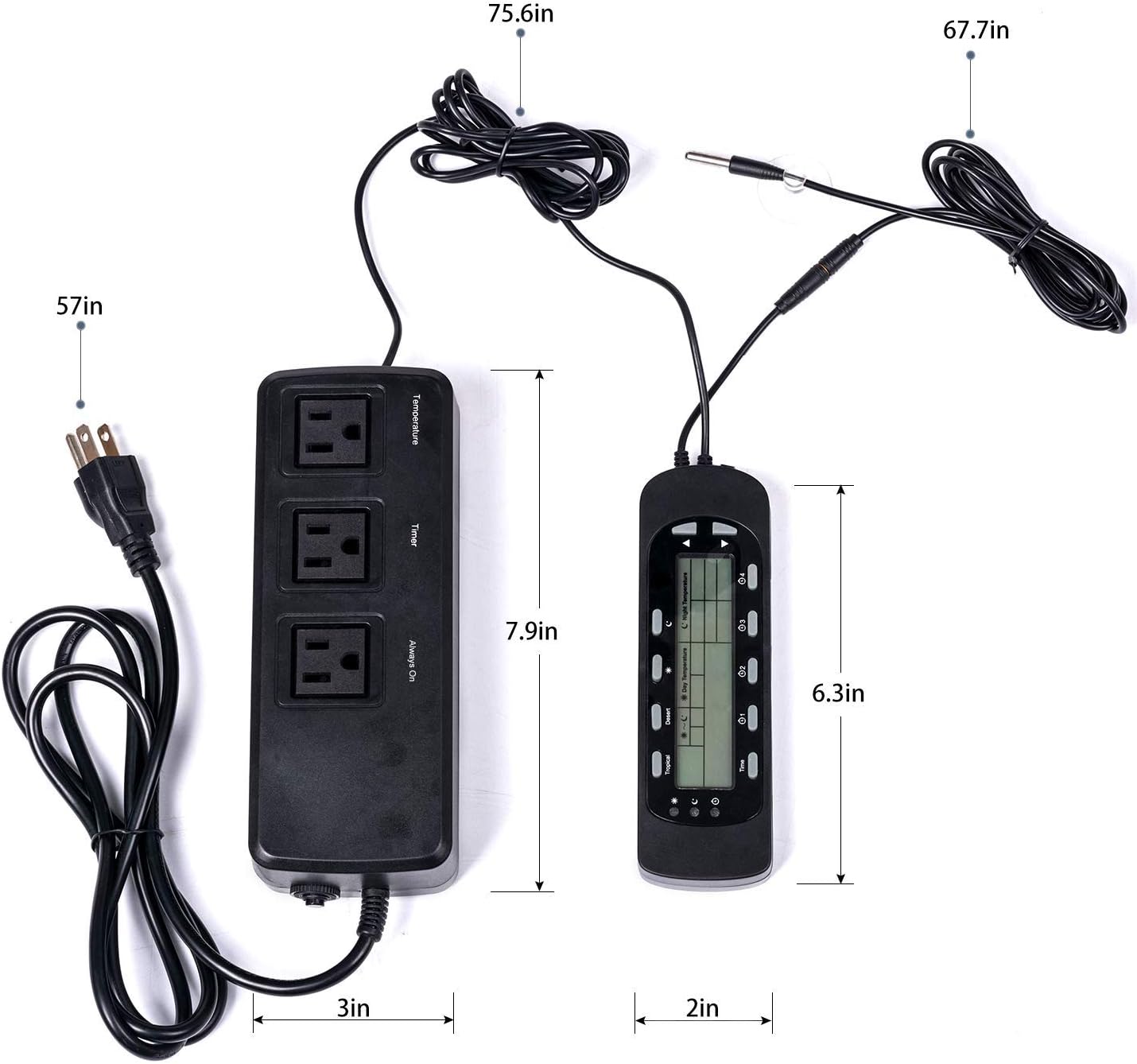 REPTI ZOO 10 Gallon Reptile Tank Glass Terrarium 20" x 12" x 10" and Digital Thermometer Temperature Controller with Timer for Reptile Tank Water Terrarium