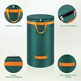 Eurhomewit 3 Garden Waste Bags, 272 L, Leaf Bag, Garden Bag with Lid and Handles, Large Sturdy Garden Bags, Leaf Collector, Self-Standing Waste Bag, Stable Green Cut Bags for Grass, Leaves, Hedges, - 3