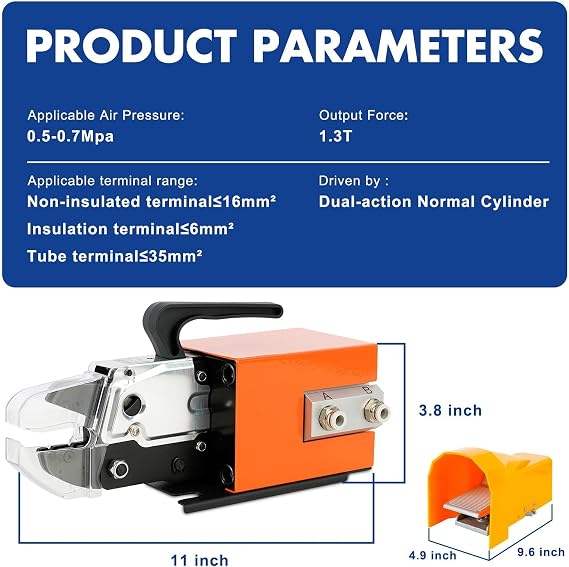 Pneumatic Crimping Tool, Air Powered Wire Terminal Pneumatic Crimper Plier Machine,with 15 Optional Die Sets,for Various Fields