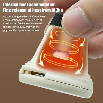 Moxibustion Kit Portable Smokeless Mugwort Moxibustion Moxa Box Round Shape Burner 6 Pack Portable Safe Home Moxibustion Boxes and 60 Rolls Small Moxa Sticks for Soreness Relieve (White)