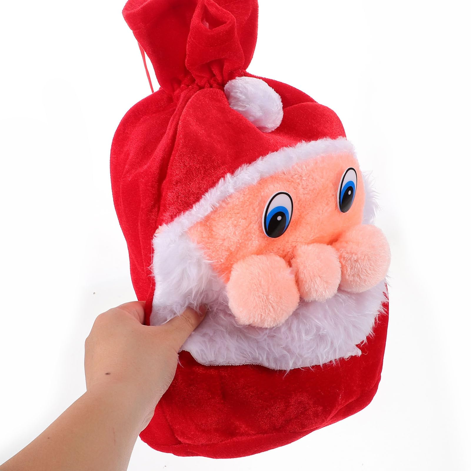 NOLITOY Bolsa de Obsequio de Papá Noel Cordón de Peluche para Dulces Navideños Bolsa para Obsequio para Fiesta de Navidad