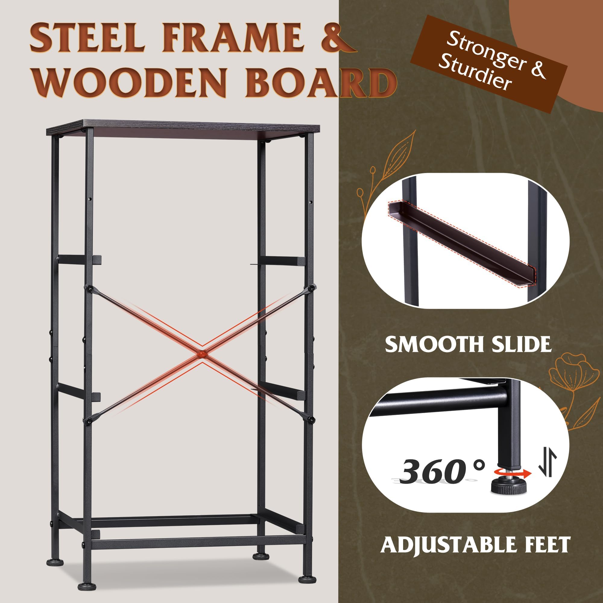 WLIVE Dresser with 3 Drawers, Fabric Nightstand, Organizer Unit, Storage Dresser for Bedroom, Hallway, Entryway, Closets, Sturdy Steel Frame, Wood Top, Easy Pull Handle, Dark Grey