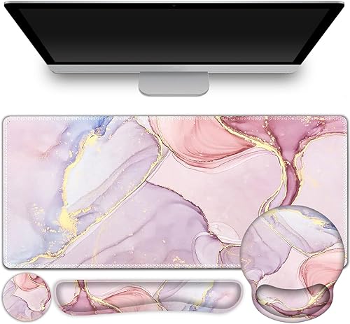 ToLuLu Alfombrilla de escritorio, XXL grande, juego de soporte para la muñeca, alfombrilla de mouse 4 en 1 para juegos, alfombrilla de mouse
