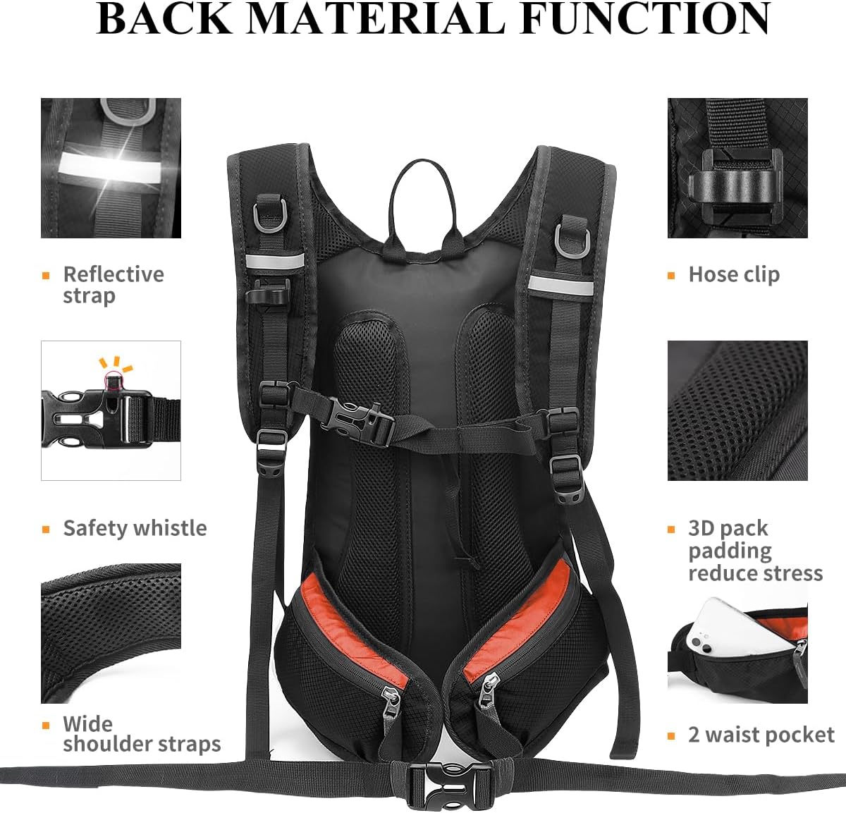 NONSAR Hydration Backpack, Hiking Backpack with 3L Water Bladder, Lightweight Insulation Hydration Pack, Water Backpack for Hiking, Cycling, Running, Festival, Camping for Men Women - Image 2