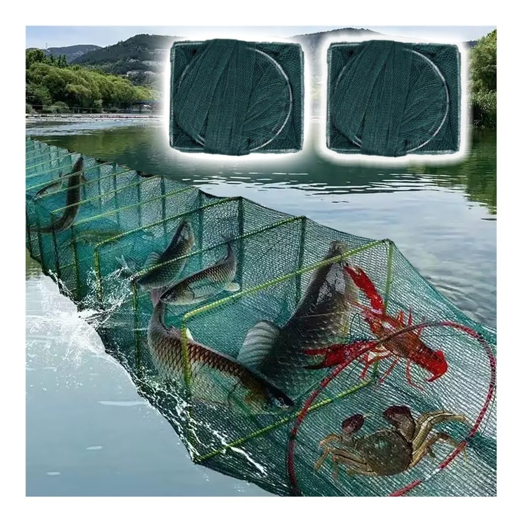 2 Juegos de trampas for camarones y cangrejos de 7,9 a 52,5 pies de Largo, trampas for Peces, Red de Pesca, Captura automáticamente más Peces fácilmente