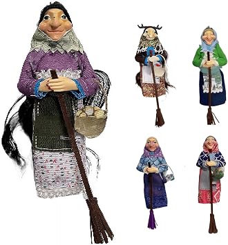Handmade Kitchen Witch Doll, Good Luck Cooking Witch Doll Hang on Door Decor, Luck Charm Home Decor for Cuisine, Flying Figures on Broomsticks, Unique Gift for Cooking Lovers Mom or Friend Purple