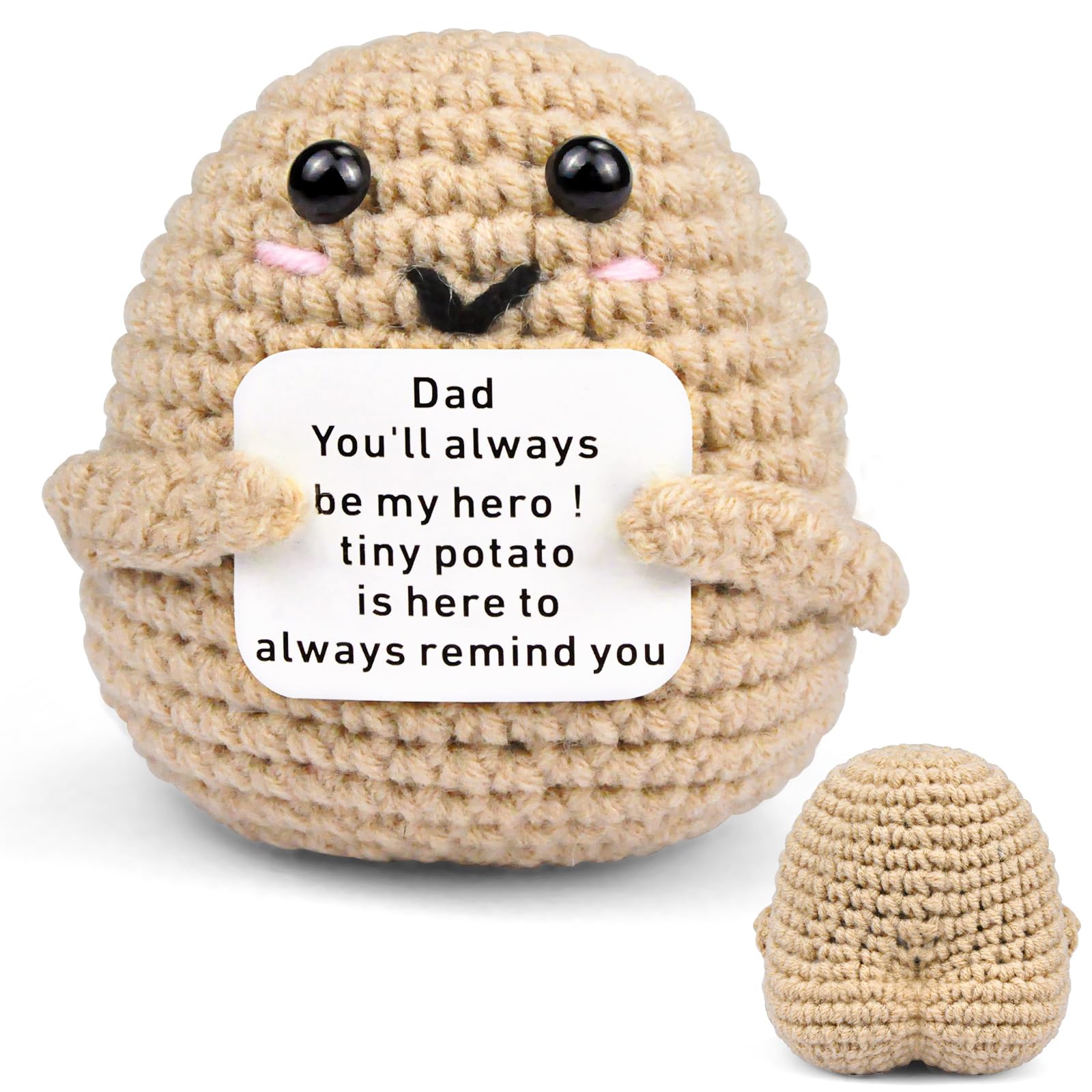 CREJOHY Dad Birthday Gifts - Handmade Crochet Potato Plush Keepsake, Presents for Father, Dad Gifts from Daughter Son, for Dad