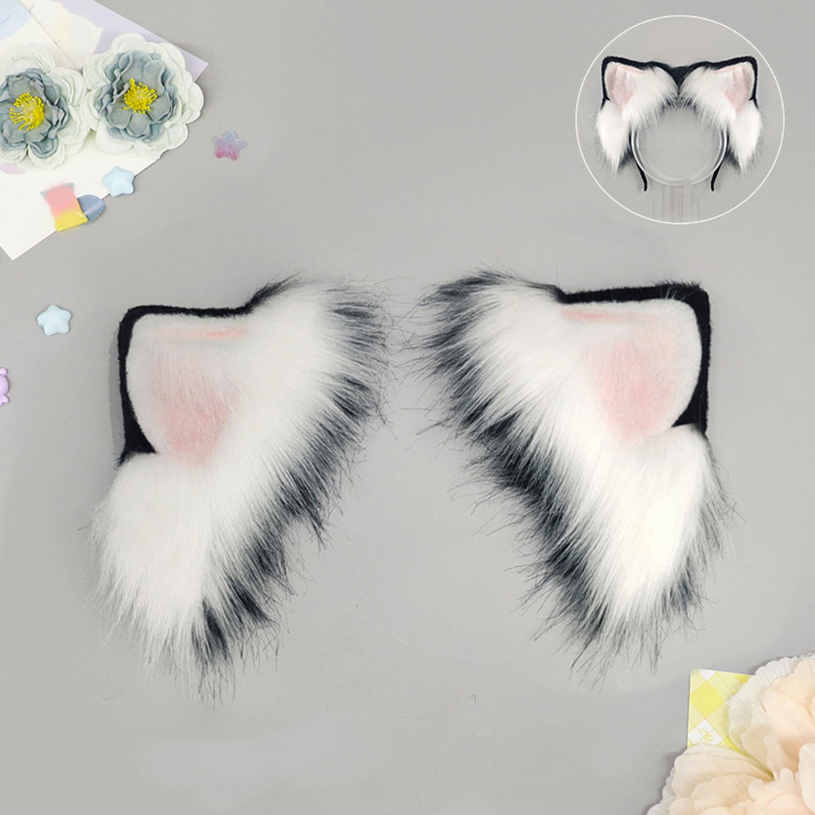 Diadema de orejas de animal para cosplay con tecnología invertida y espaciado para orejas de gato animadas teatrales
