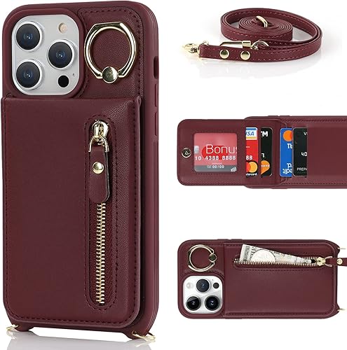 Miniatura 2 de Funda para iPhone 12 Pro Max con tarjetero para mujer, iPhone 12 Pro Max, funda para teléfono con correa y ranuras para tarjetas de crédito,