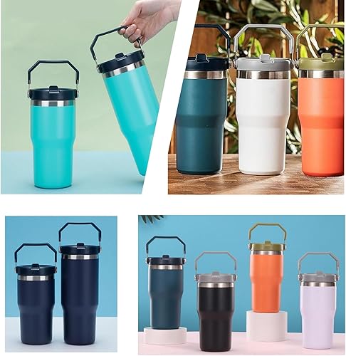 Miniatura 6 de Tapa de vaso de repuesto con popote para vaso Stanley IceFlow de 20 y 30 onzas (azul)